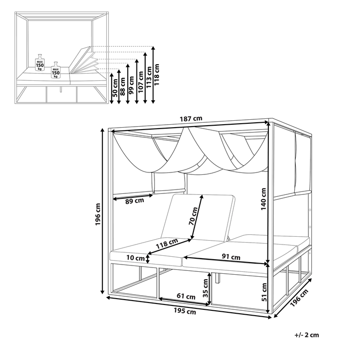 Beliani - PALLANZA - Zonne-eiland - Wit - Aluminium