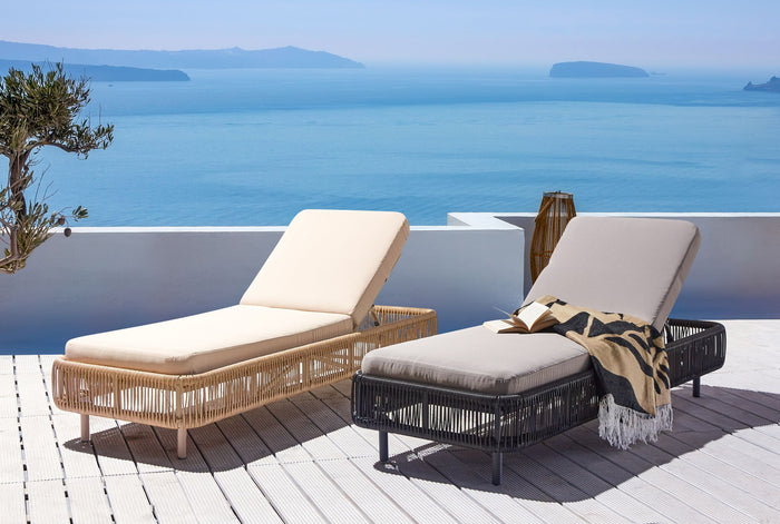 Beliani - OSINI - Ligstoel - Grijs - Rotan