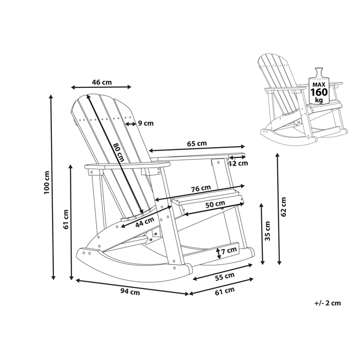 Beliani - ADIRONDACK - Schommelstoel - Blauw - Kunsthout