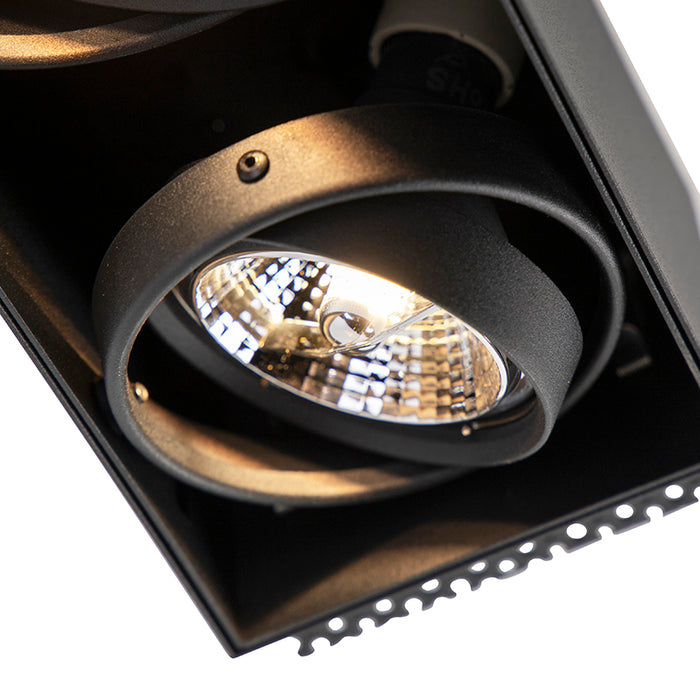 QAZQA Inbouwspot zwart GU10 AR70 trimless 2-lichts - Oneon