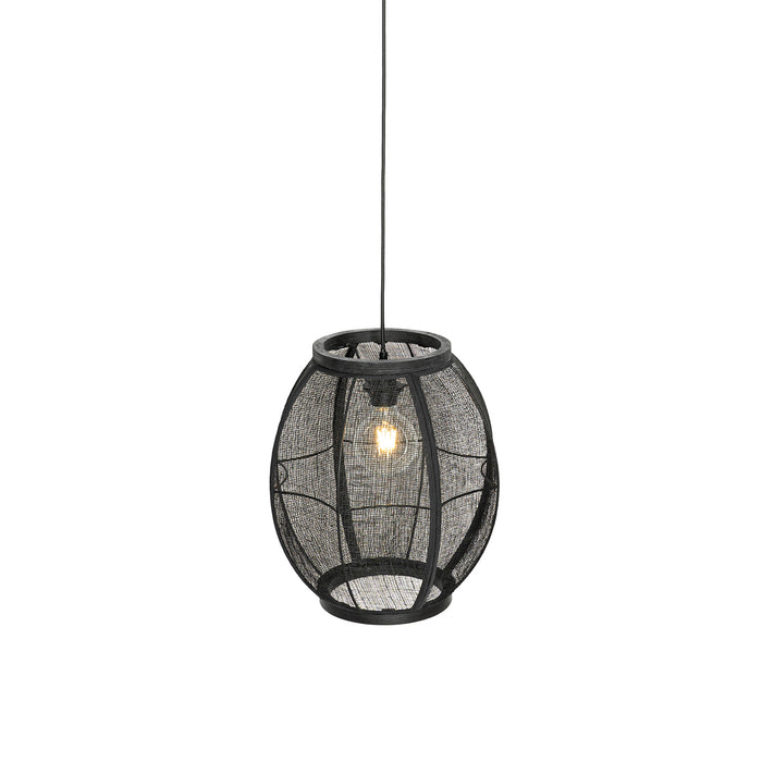 QAZQA Oosterse hanglamp zwart stof 35 cm - Rob