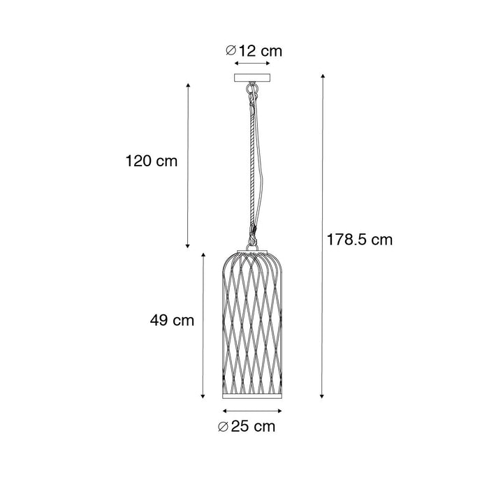 QAZQA Landelijke buiten hanglamp rotan 25 cm - Calamus