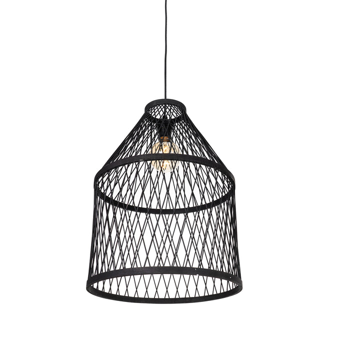 QAZQA Landelijke buiten hanglamp zwart rotan 3-lichts - Calamus