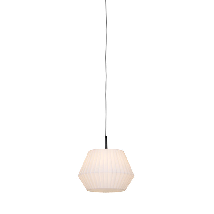 QAZQA Moderne buiten hanglamp zwart met witte kap 45,6 cm IP44 -