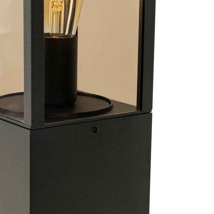 QAZQA Staande buitenlamp zwart met smoke 80 cm IP44 - Charlois