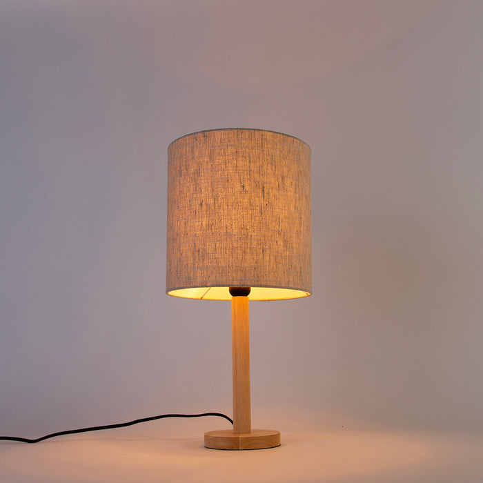 QAZQA Landelijke tafellamp hout met lichtbruine kap - Mels