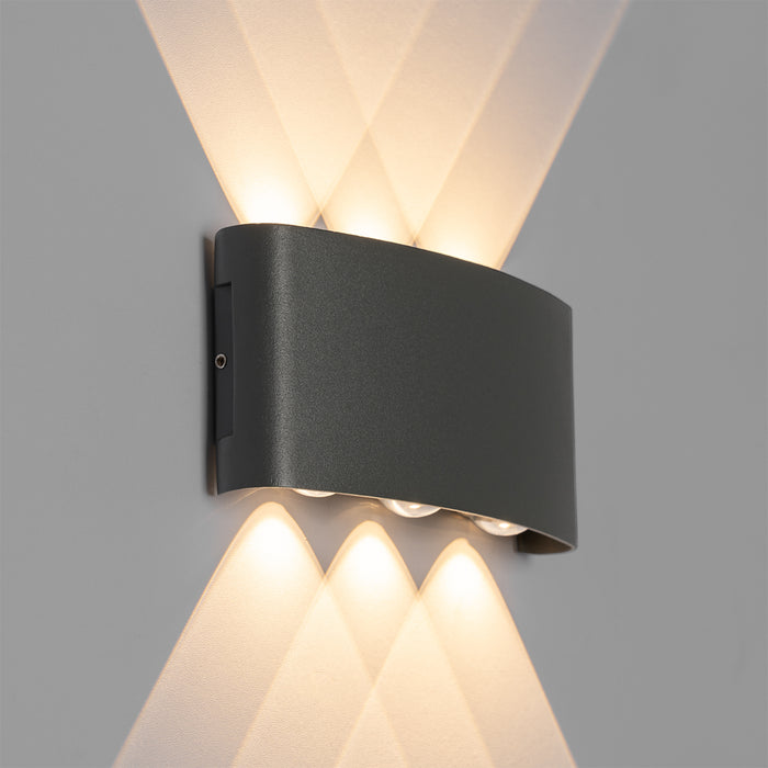 QAZQA Buiten wandlamp donkergrijs incl. LED 6-lichts IP54 - Silly