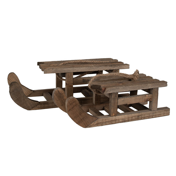 Clayre & Eef Decoratie Slee 30x11x10 cm Bruin Hout Kerstdecoratie