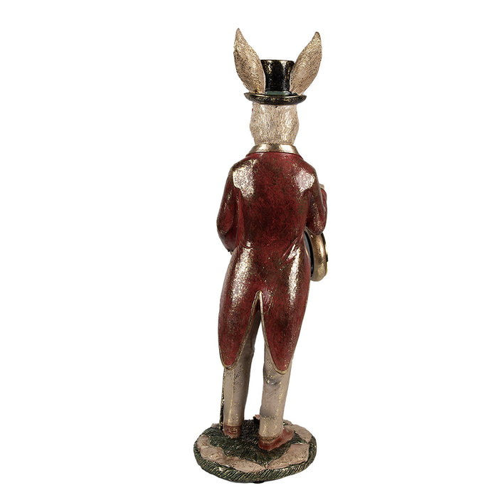 Clayre & Eef Beeld Konijn 39 cm Wit Goudkleurig Polyresin Klok