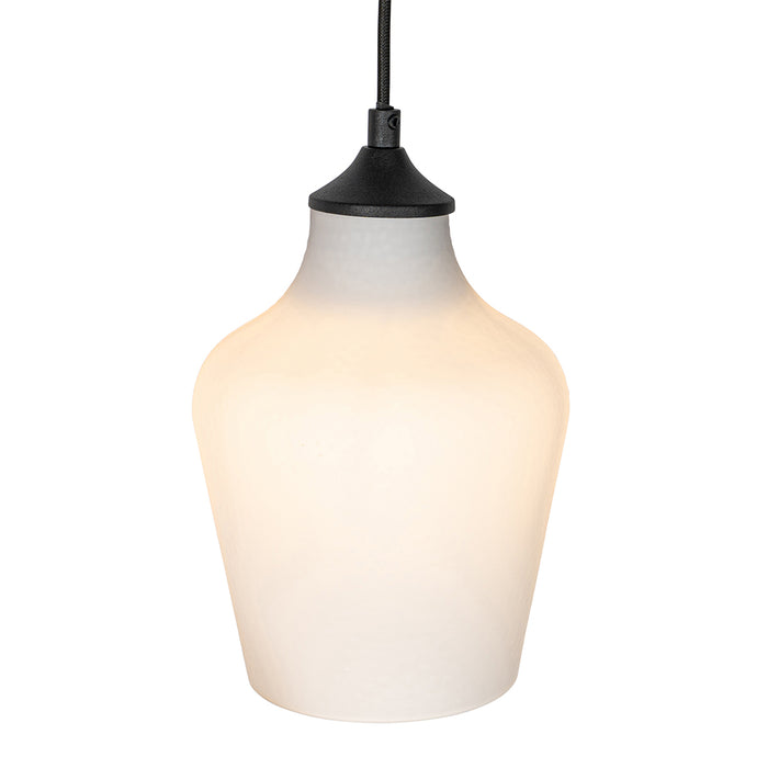 QAZQA Art Deco hanglamp zwart met opaal glas 8-lichts - Hanne