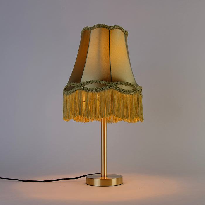 QAZQA Klassieke tafellamp messing met granny kap groen 30 cm - Simplo