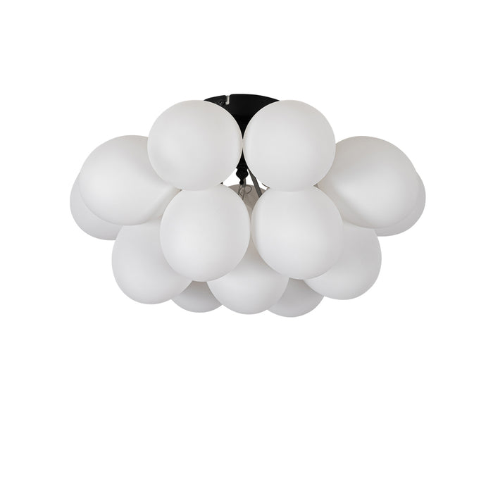 QAZQA Art deco plafondlamp zwart met opaal glas 4-lichts - Uvas