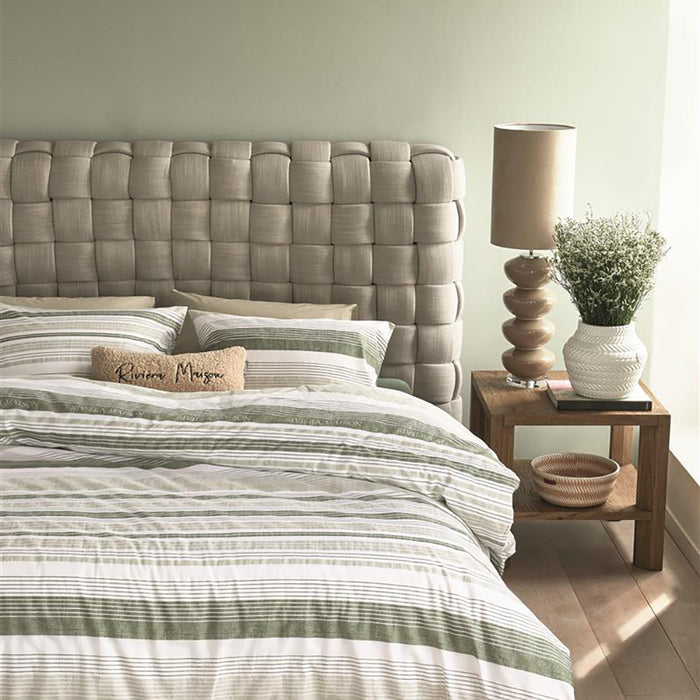 Rivièra Maison Sturdy Stripe Dekbedovertrek 140 x 200/220 cm - Grijsgroen