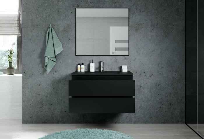 Badplaats Badkamermeubel Set Angela 100cm - Mat Zwart - Zwart