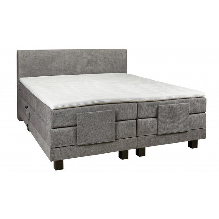 Boxspring Sevilla - Grijs - Textiel - 180x60x200cm (BxHxD)