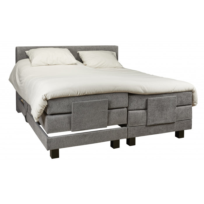 Boxspring Sevilla - Grijs - Textiel - 180x60x200cm (BxHxD)