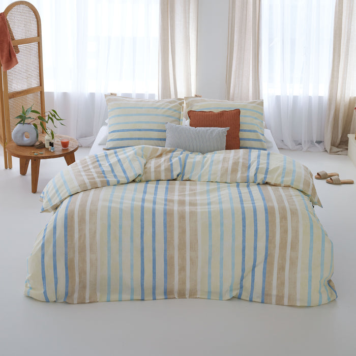 Walra Natural Stripes Dekbedovertrek 140x220 - Zand Gestreept