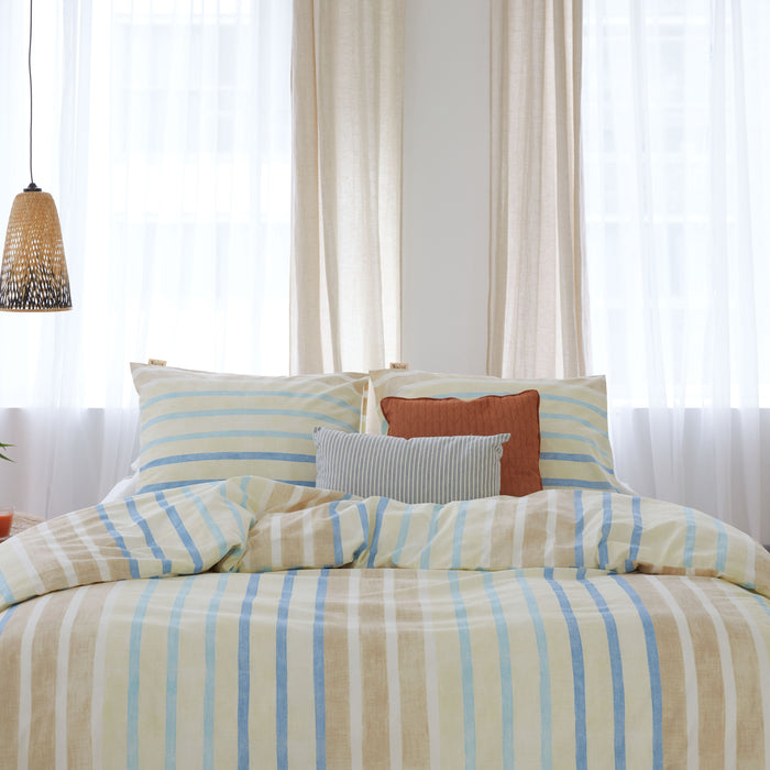 Walra Natural Stripes Dekbedovertrek 240x220 - Zand Gestreept