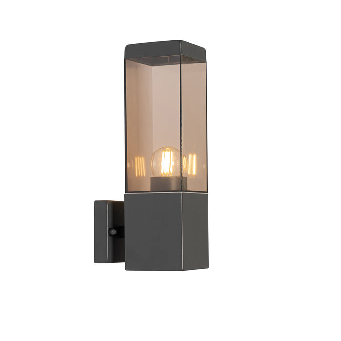 QAZQA Moderne buiten wandlamp donkergrijs met smoke - Malios