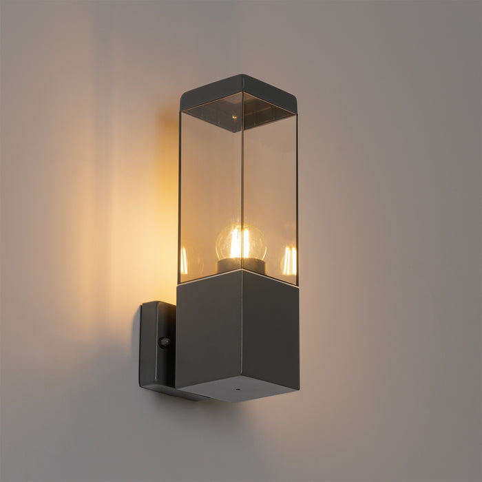QAZQA Moderne buiten wandlamp donkergrijs met smoke - Malios