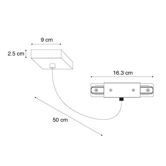 QAZQA I voeding met vierkante montageplaat voor 1-fase rail zwart -