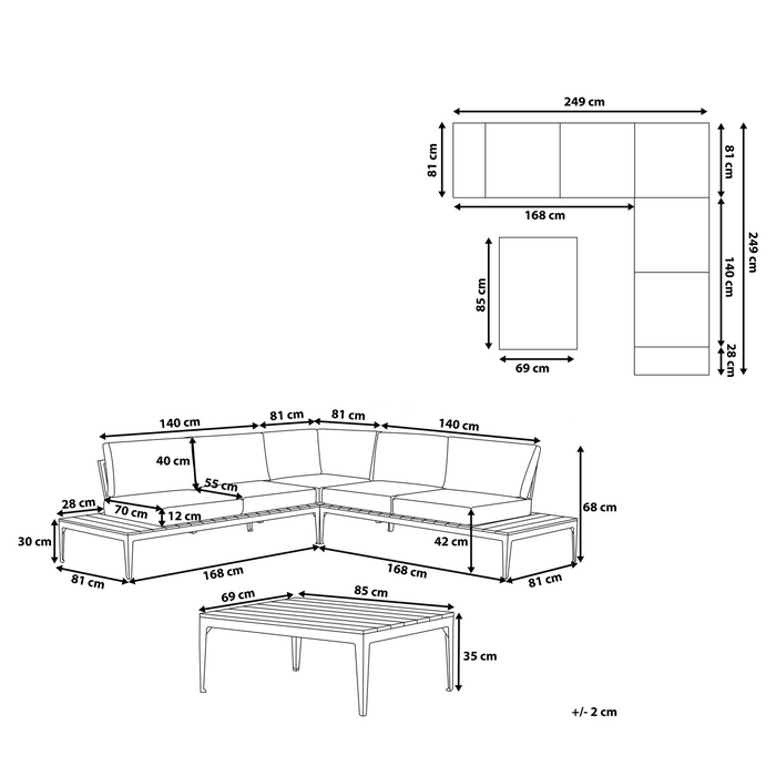 Beliani - POSITANO - Loungeset voor 5 - Grijs - Kunsthout