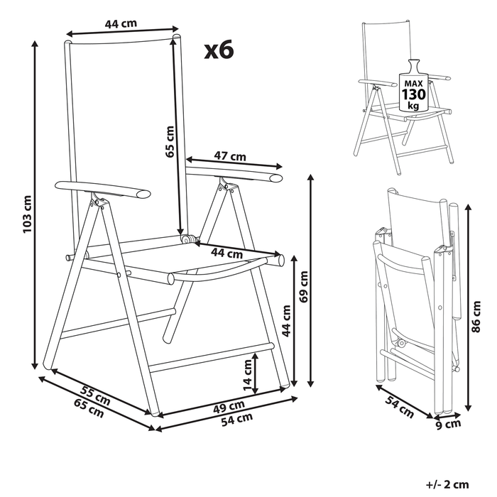 Beliani - CATANIA - Tuinstoel set van 6 - Beige - Aluminium