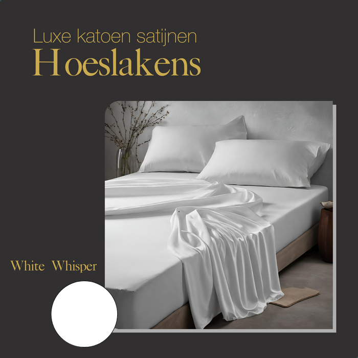 Ten Cate Premium Katoensatijnen Hoeslaken 180x200 - White Whisper
