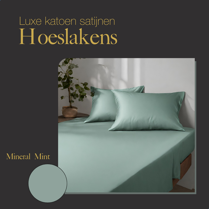 Ten Cate Premium Katoensatijnen Hoeslaken 180x200 - Mineral Mint