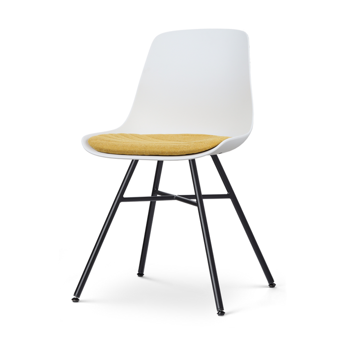Nolon Noa-Liv Eetkamerstoel Wit - Okergeel Kussen - Zwart Onderstel