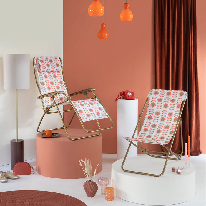 Lafuma Transat Multi-Positie Opvouwbare Ligstoel - Retro Oranje