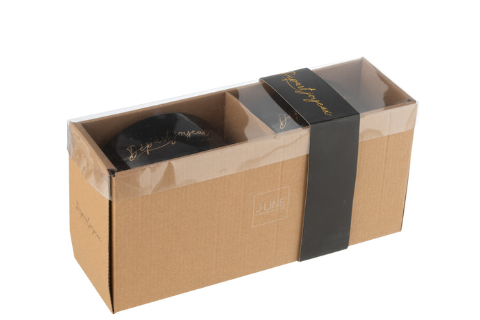 J-Line kom 'Départ Joyeux' - porselein - zwart|goud - large - 2 stuks