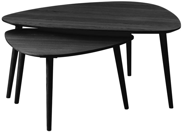 Giga Living - Salontafel Eikenhout Driehoek - Set van 2 - Zwart