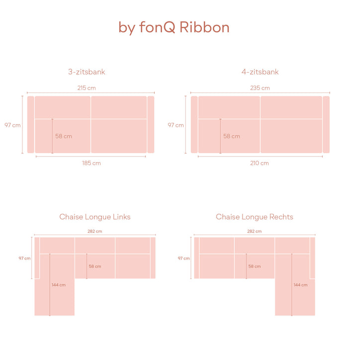 by fonQ Ribbon Hoekbank met Chaise Longue Links - Rib - Mink