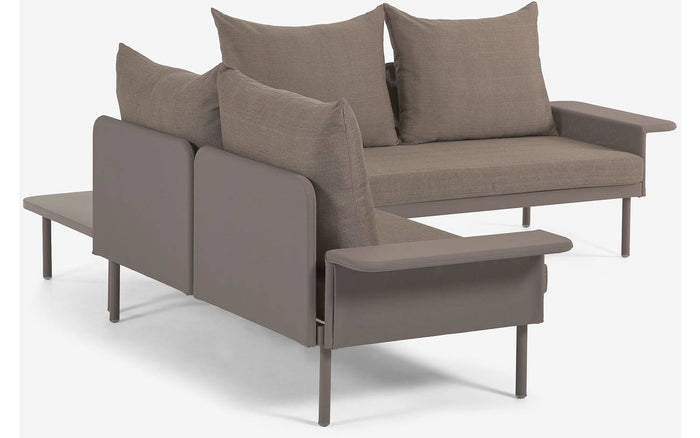 Kave Home - Zaltana outdoor hoekbank- en tafelset in mat bruin