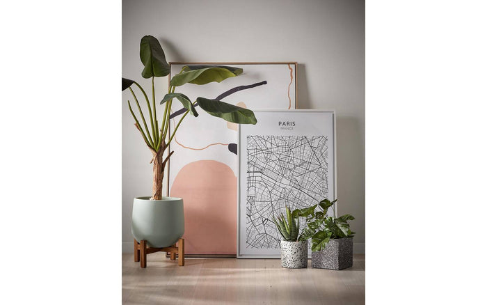 Kave Home - Bransc set van 2 vierkante zwart-witte terrazzo