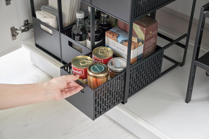 Yamazaki Keukenrek met Manden - 2 niveaus - Tower - Zwart