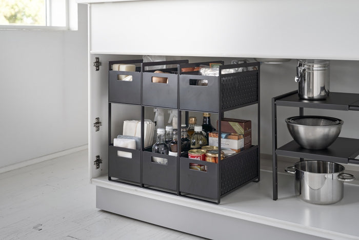 Yamazaki Keukenrek met Manden - 2 niveaus - Tower - Zwart