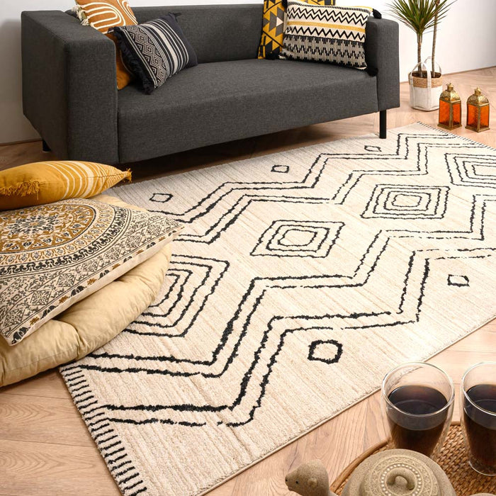 Boho&me Berber vloerkleed Beni Ouarain Bahij - crème|zwart - 120x170