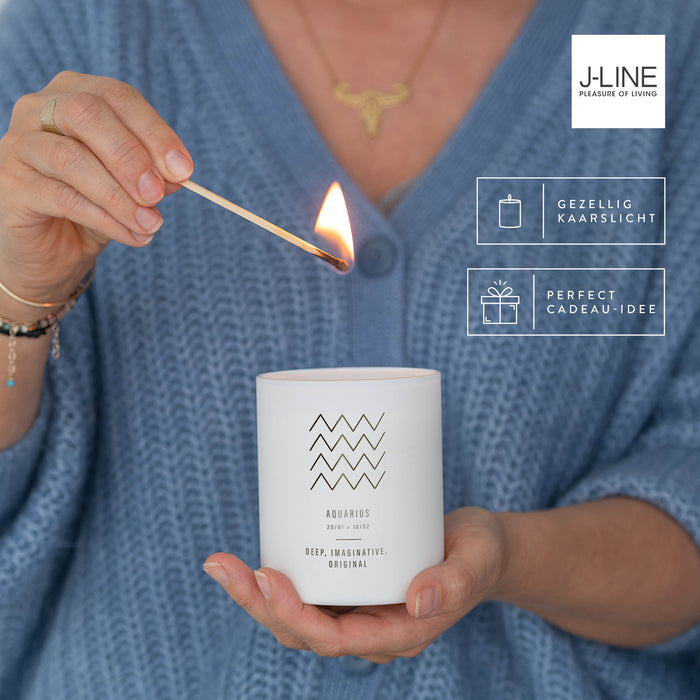 J-Line geurkaars Astro Ram – Sapphire Amber Tea – wit - 50U