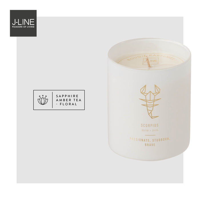 J-Line geurkaars Astro Schorpioen – Sapphire Amber Tea – wit - 50U