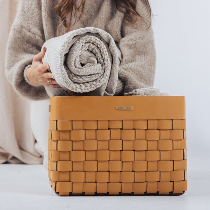 Riviera Maison Plaid Beige|Wit - Monogram Jacquard - Katoen