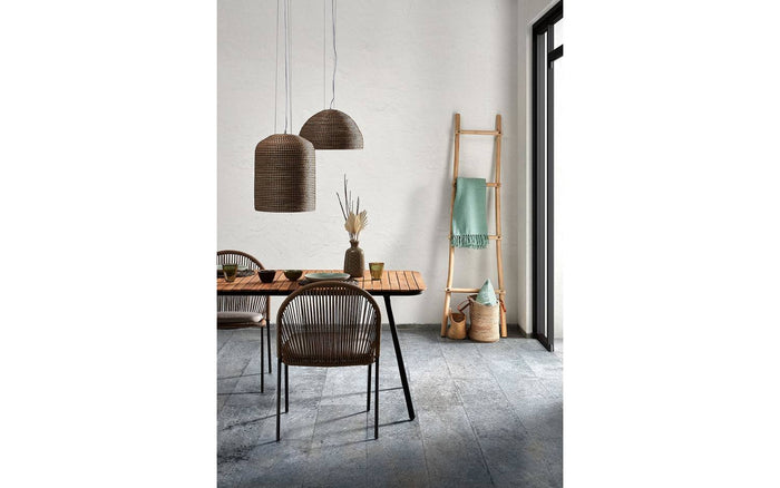 Kave Home - Shann stoel in beige koord en gegalvaniseerde stalen poten