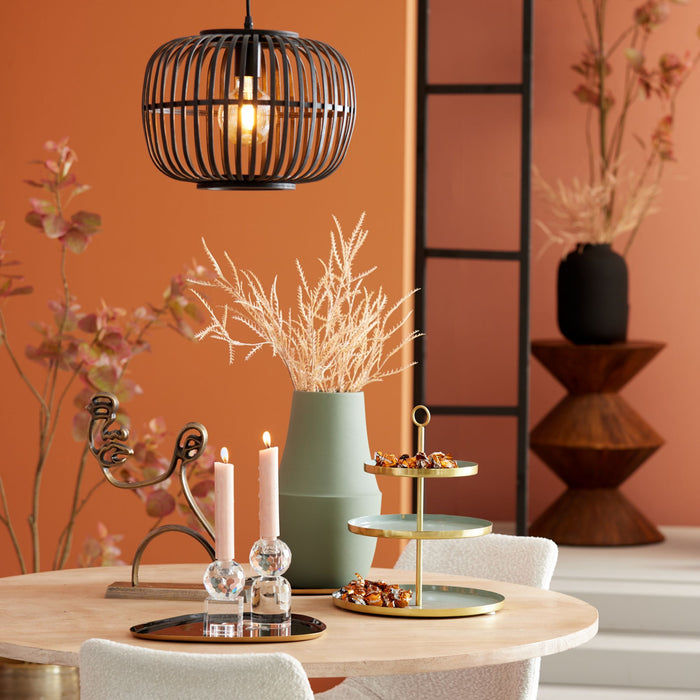 Luqaza Hanglamp Sassa - Bamboe|Zwart - Ø34cm