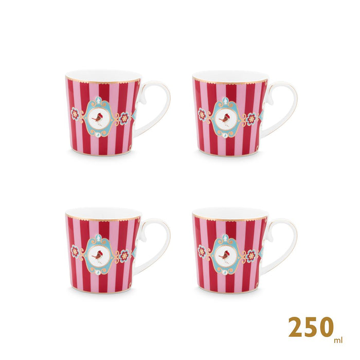 Pip Studio Mokken - Love Birds Medallion - Strepen - Rood Roze - 250ml
