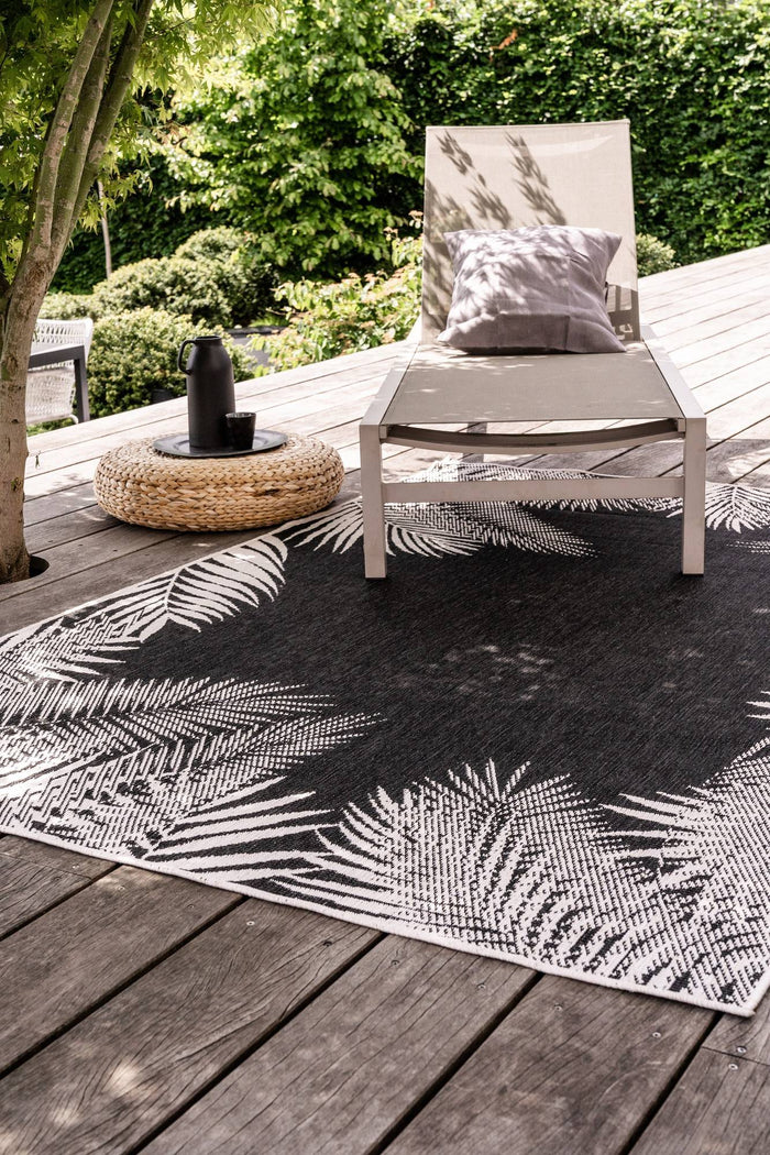 Eva Interior Buitenkleed Zwart Leaf 280 x 380 cm