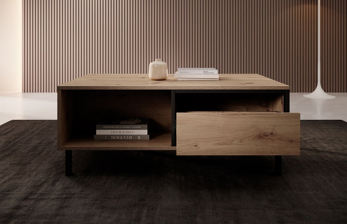 Meubella Salontafel Newby - Eiken - Antraciet - 102 cm