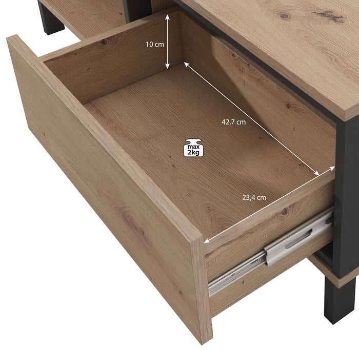 Meubella Salontafel Newby - Eiken - Antraciet - 102 cm