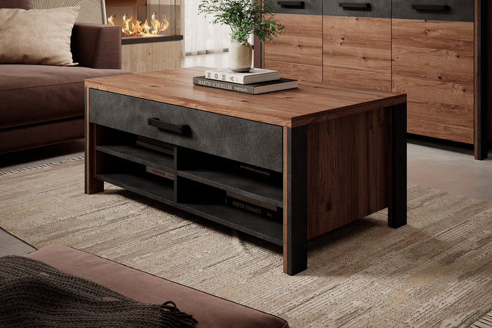 Meubella Salontafel Baron - Eiken - Antraciet - 107 cm