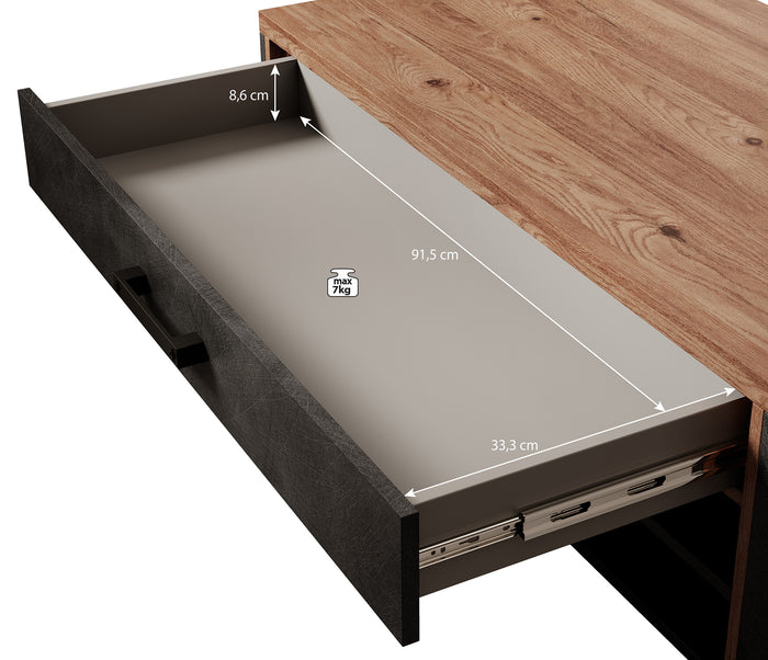 Meubella Salontafel Baron - Eiken - Antraciet - 107 cm